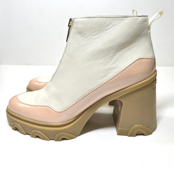 SOREL Waterproof Brex Zip Leather Ankle Boots in Chalk, Peach Sz 9 - Picture 9 of 15